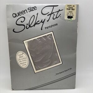 Vintage Silky Fit Queen Size Sheer Pearl Gray Pantyhose Made In USA New Package